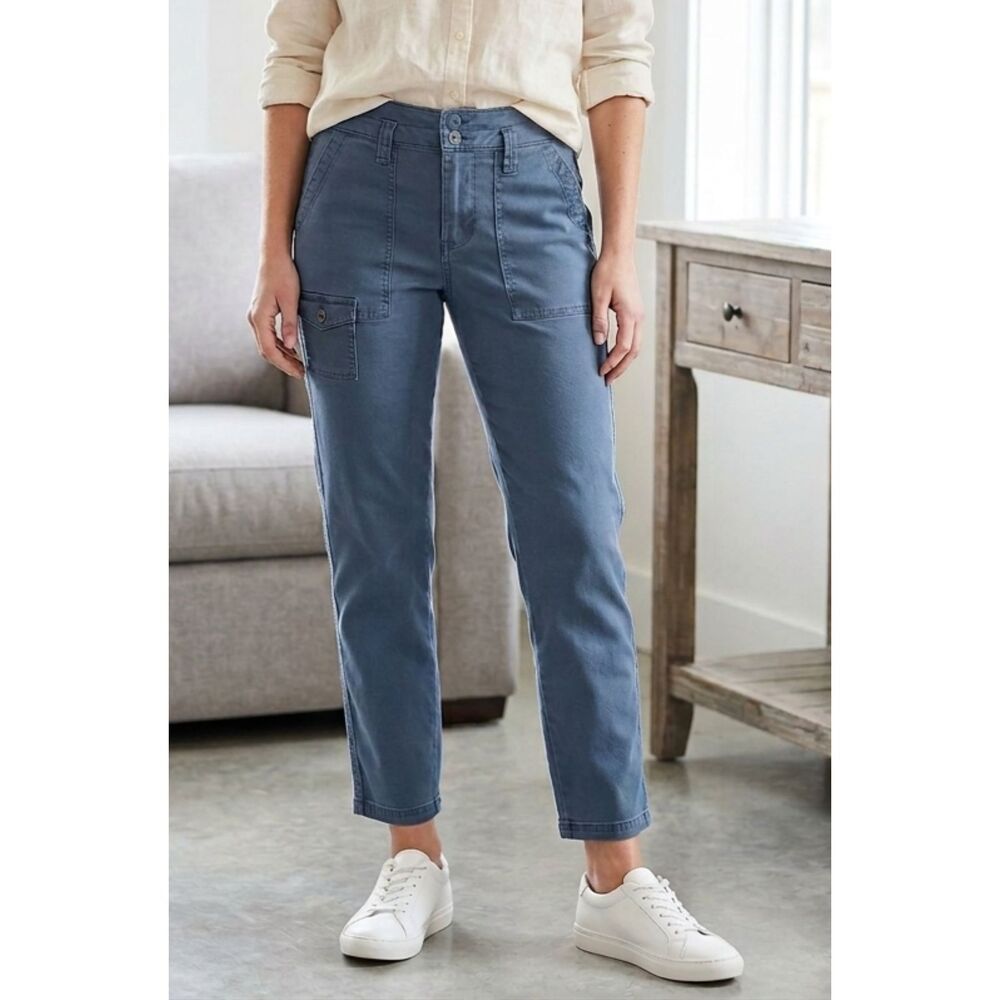 Time and Tru Utility Cargo Pants Womens Grey Cropped Carpenter Gorpcore Size 30
